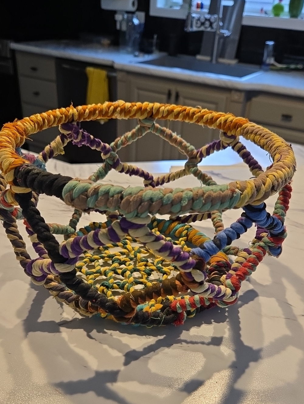 Handmade Multicolor Woven Basket Bowl